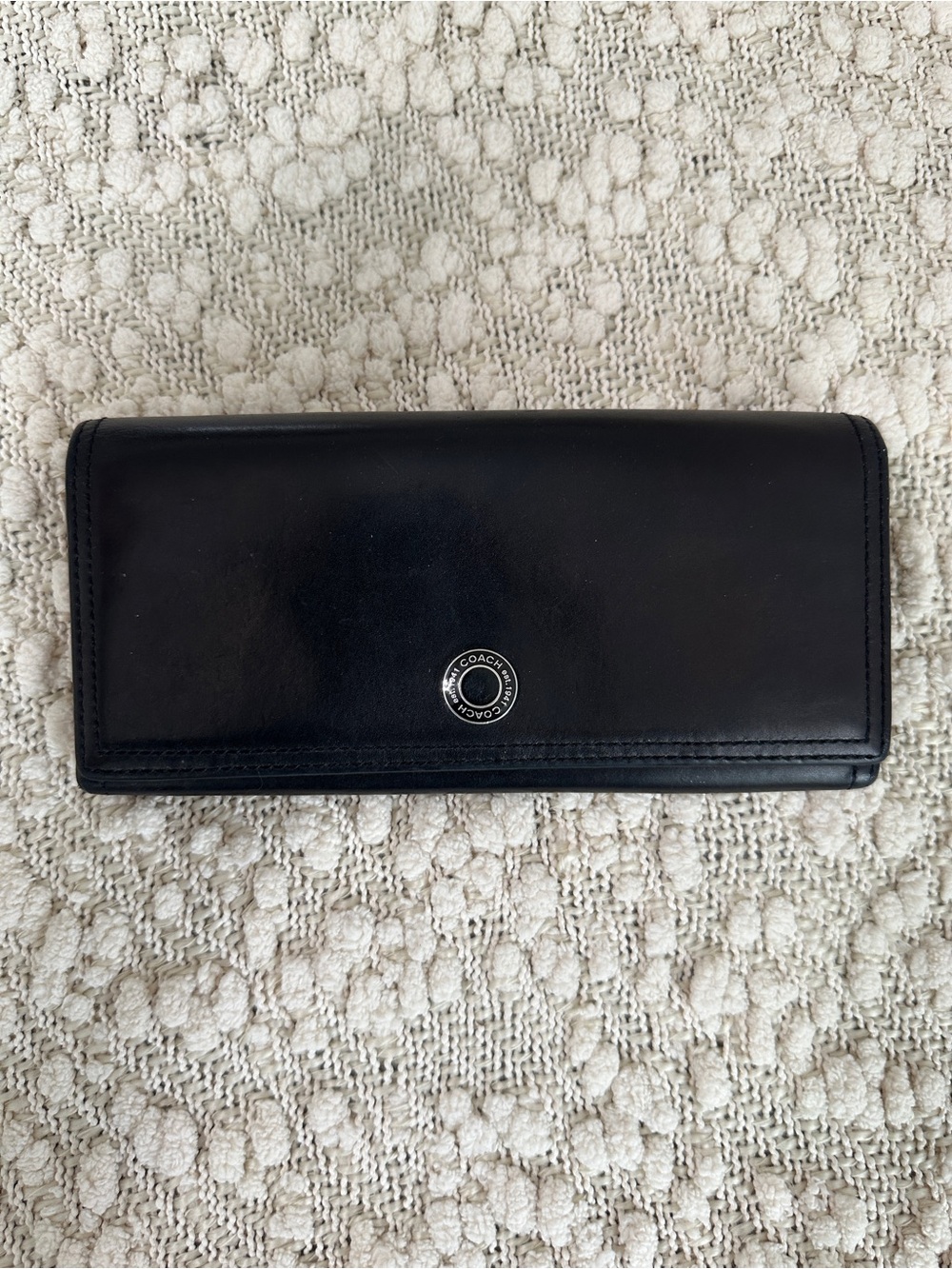 Coach Black Leather Slim Envelope Long Continental Wallet Est 1941 Medallion